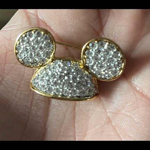 DISNEY-Vintage Gold & Crystal Mickey Ears PIN - Picture 9 of 9